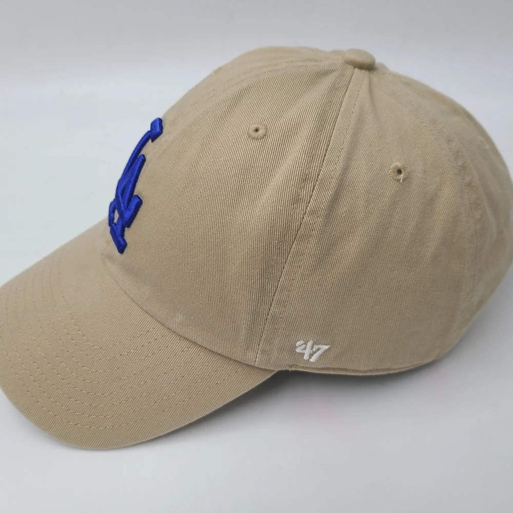 Los Angeles Dodgers Hat Strapback 47 Brand Clean Up‎ Beige Blue MLB Baseball Men